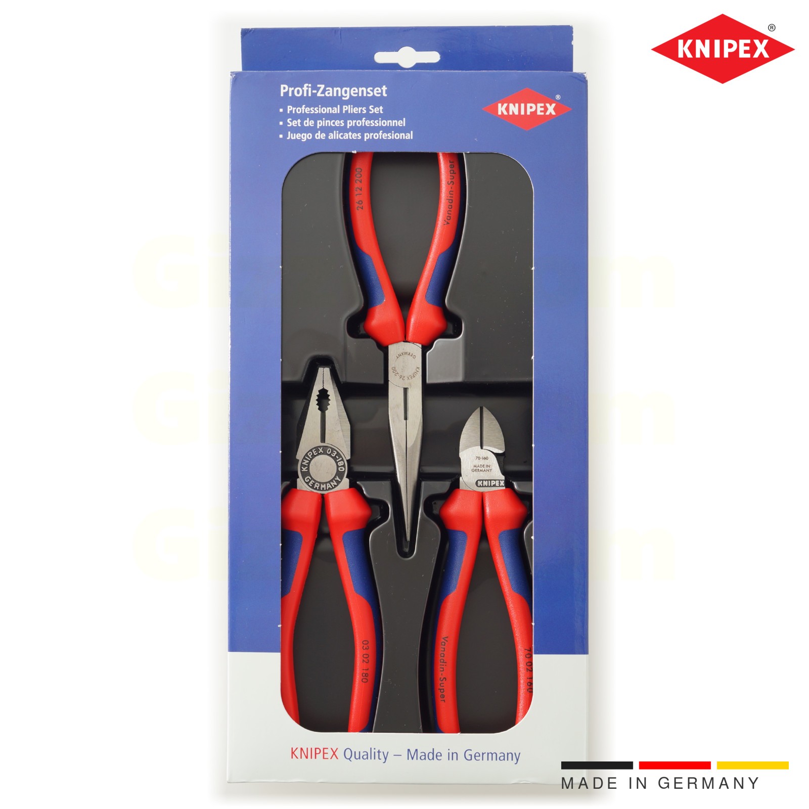 Knipex pliers set of combination diagonal and Cobra pliers