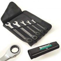 Stahlwille 17/5 ratchet wrench shown in textile roll-bag open and closed thumbnail