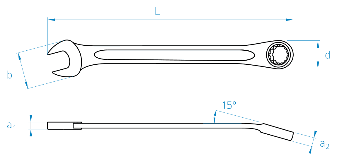 Stahlwille model 17 OPEN-RATCH key dimensions
