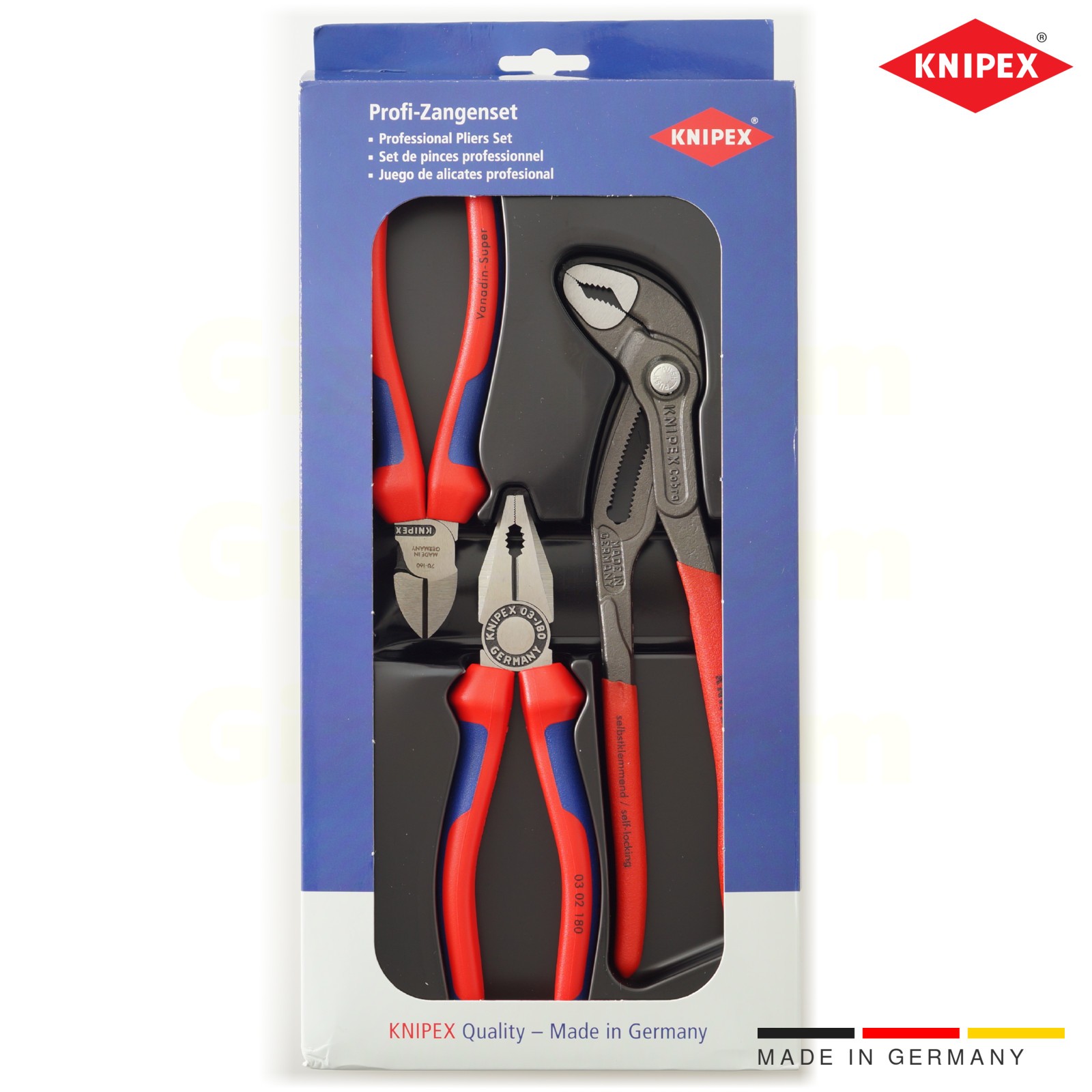 Knipex pliers set of combination diagonal and Cobra pliers